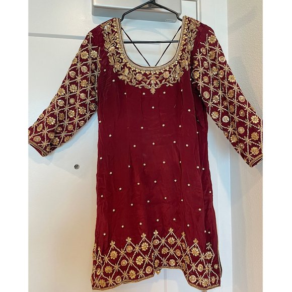 Other - Maroon And Mint Green Lehenga Lengha